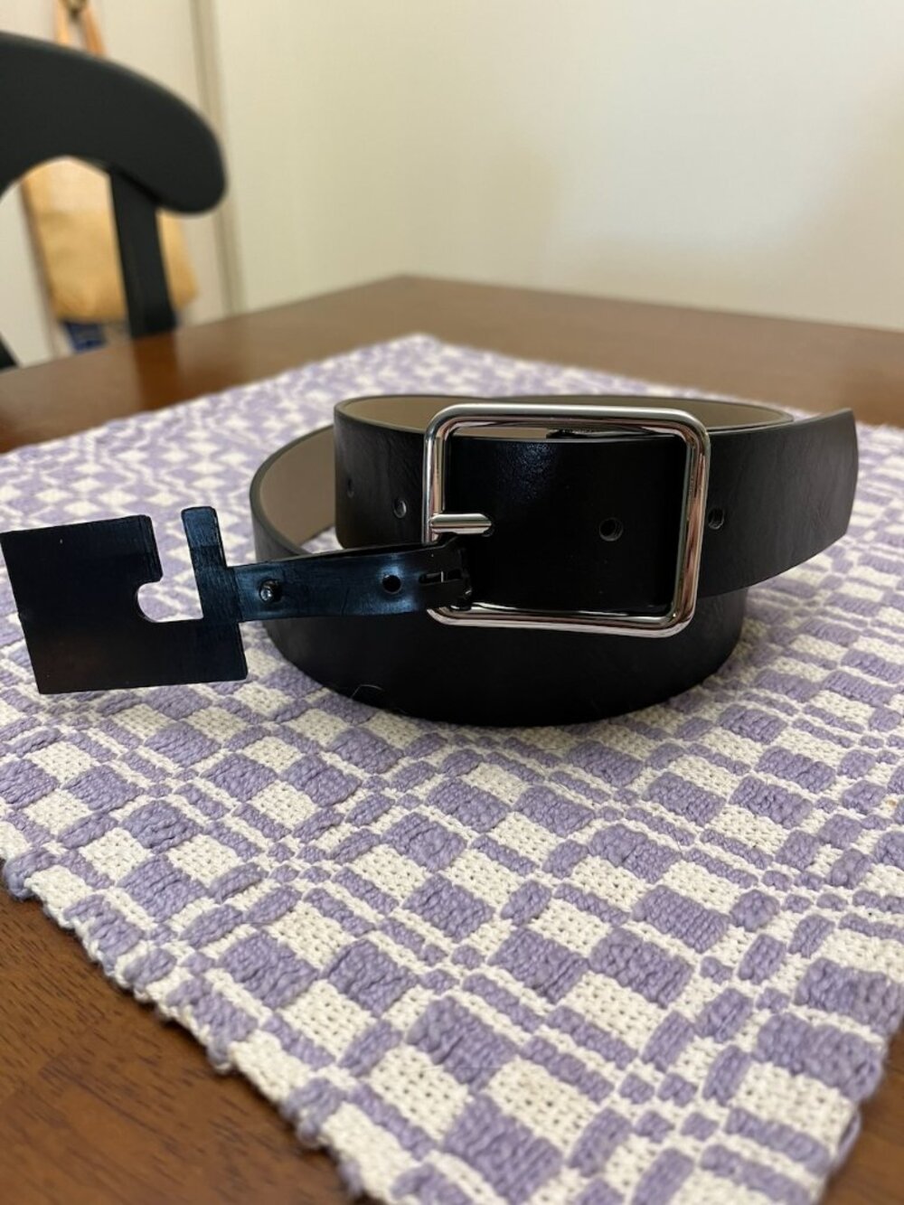 NWT I.N.C. International Concepts Black Faux Leather Belt, Size S